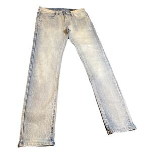 WT02 Men's 30x30 Light Wash Stretch Jeans Slim Straight Blue Denim